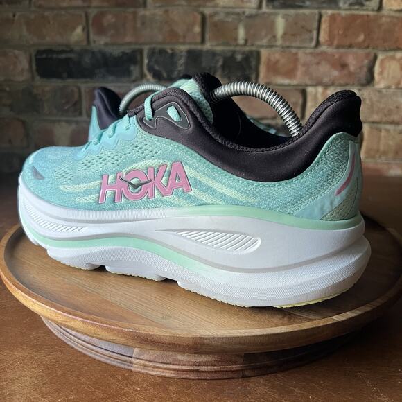 Hoka One One Bondi 9 Max Cushion Pink Green Women's 11 Running Shoes Sneakers - Picture 16 of 16